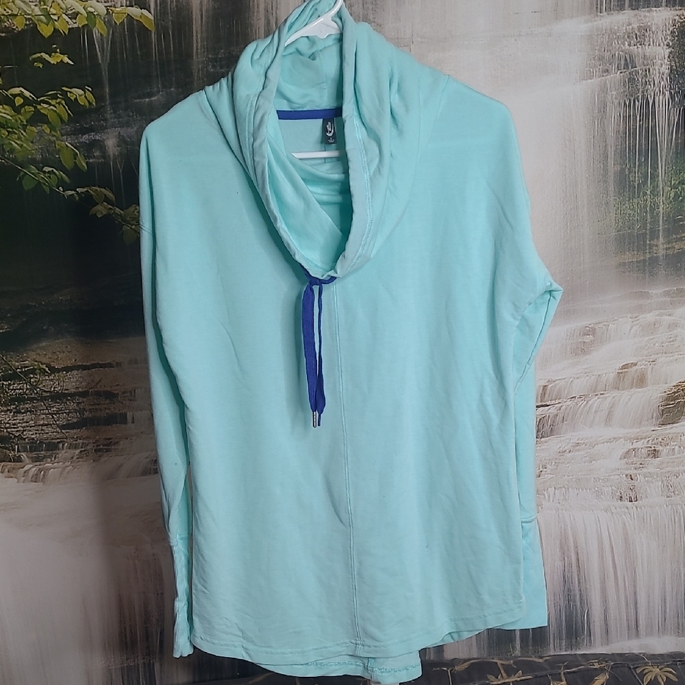 MTA Sport Womens Small teal long sleeve cowl neck oversized shirt